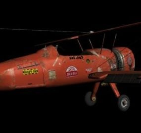 Doppeldecker-Flugzeug 3D-Modell