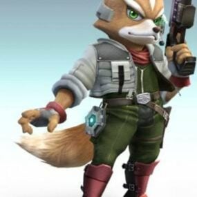 Charakter-Fuchs mit Waffe 3D-Modell