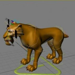 Саблезубый тигр Rigged модель 3d