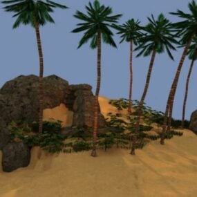 Modelo 3D da cena externa da ilha tropical