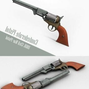 Confederate Pistol Gun 3d-modell