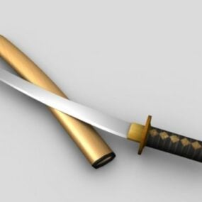 דגם חרב סמוראי יפנית תלת מימדית