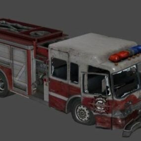 Modello 3d distrutto del camion dei pompieri