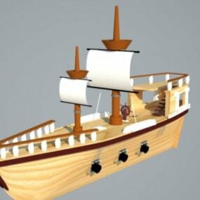 Lowpoly 3д модель пиратского корабля