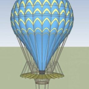 Hot Air Balloon Flying On Mountain 3d model