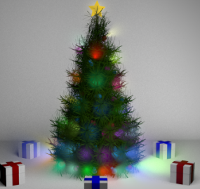 Pinheiro de Natal com decoração modelo 3d