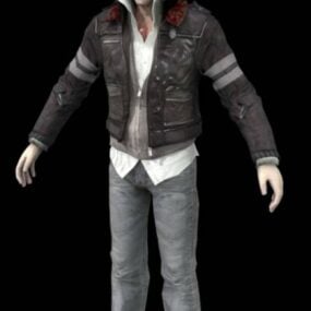 Mies, jolla on takki, hahmo 3d-malli