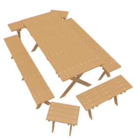 Set Furnitur Luar Ruangan Kayu model 3d