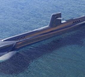 3D model ponorky s výhledem na moře