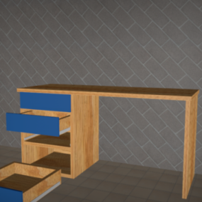 House Wooden Desk 3d model