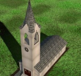 Aile latérale gothique de l'église modèle 3D