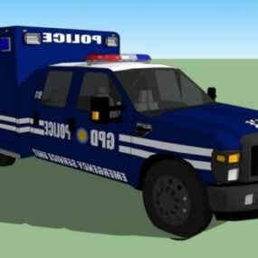 Modelo 3d do carro de emergência da polícia