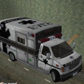 Modelo 3d de caminhão de ambulância Low Poly