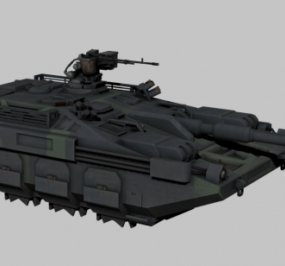 Model 3D czołgu unoszącego się w powietrzu