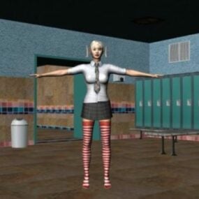 Das Klub Game Girl und die Szene 3D-Modell