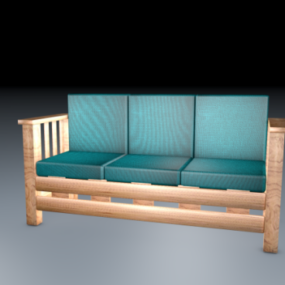 Model 3D drewnianej sofy