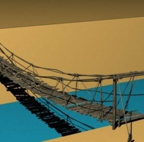 3D model závěsného dřevěného mostu