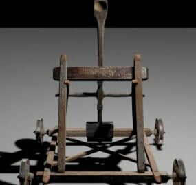 Modelo 3D de arma de catapulta medieval