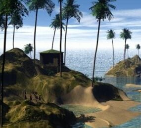 Scifi Floating Island 3D-malli
