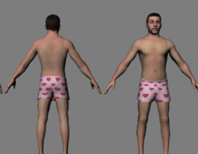En man i sina underkläder 3d-modell
