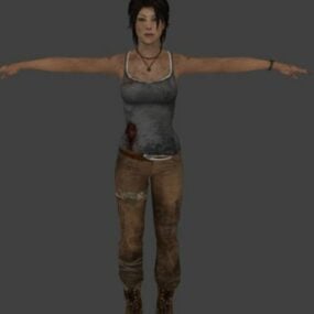 Lara Croft kvindelig karakter 3d-model