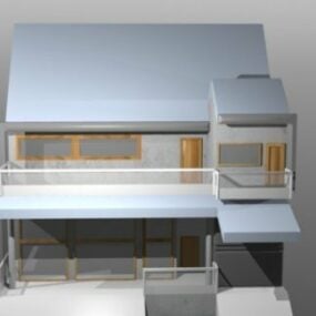 Model 3D domu nowoczesnej architektury miejskiej