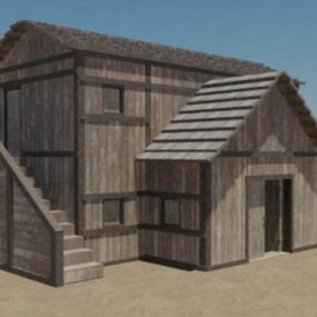 Modelo 3d de casa de madeira