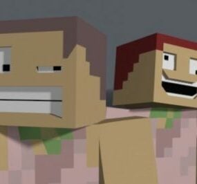Personnages expressifs Minecraft modèle 3D
