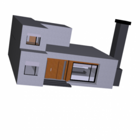 モダンな煙突の家の建物3Dモデル