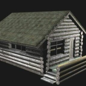 3d модель дерев'яного будинку в старому лісі