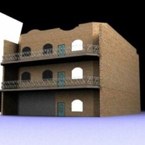Western 3 Levels House Building 3d-modell