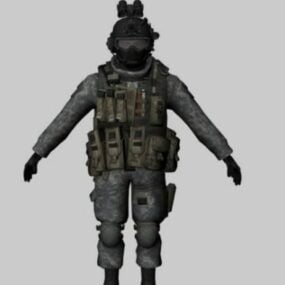 Soldat med ensartet 3d-model