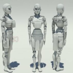 Model 3d Robot Wanita Cyborg