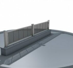 Fence Glass With Handrail 3d model