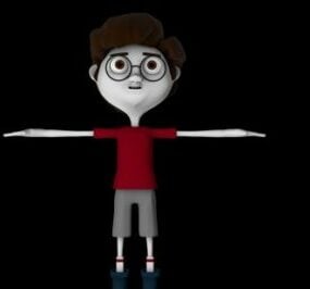 Personnage de dessin animé mignon pour enfant aux cheveux modèle 3D