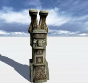3D-Modell der europäischen Säulenkopfdekoration