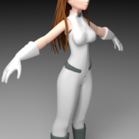 Modello 3d del personaggio della ragazza obiettivo