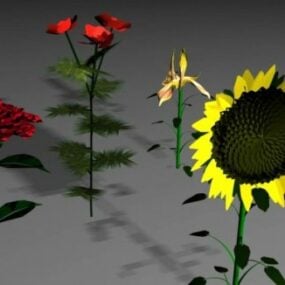 Lowpoly Model 3D kwiatów