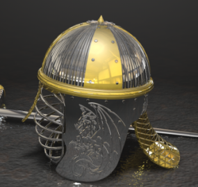 Helmet And Sword Weapon 3d model
