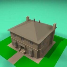 3D-Modell des Retro-Villa-Hausbaus