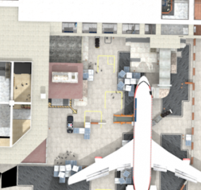 3D-Modell des Terminal-Flughafengebäudes