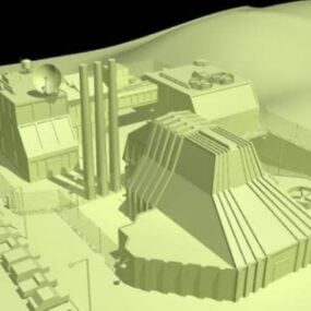 3D model budovy továrního komplexu