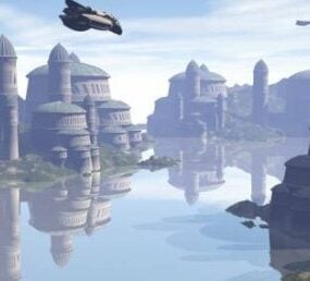 Naboo Complex Fantasy City Buildings 3d-model