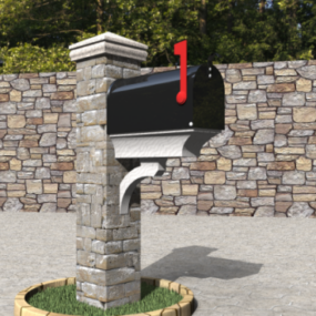 Klassisches 3D-Modell des Briefkastenpostens