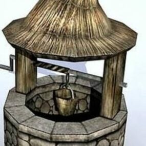 The Stone Well With Roof Cover 3d model