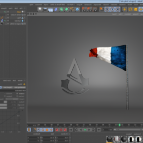 โลโก้ความสามัคคีพร้อมโมเดล 3 มิติของธงฝรั่งเศส