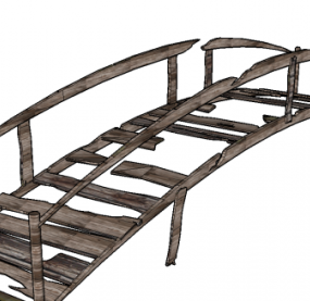 نموذج الجسر الخشبي القديم ثلاثي الأبعاد