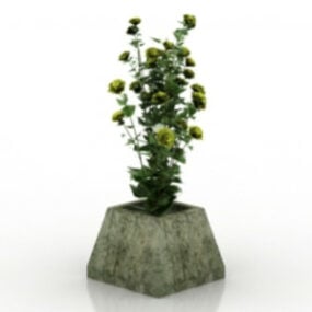 نموذج ثلاثي الأبعاد لنباتات الزهور البرية