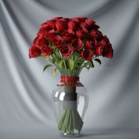 Modello 3d del vaso di rose da fiori