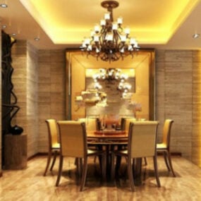 Modelo 3d de cena interior de design de restaurante de luxo